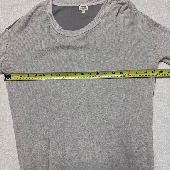 Wilfred Womens Small Gray Cashmere Silk Sweater with Sheer Back Panel 3/4 Sleeve - Picture 2 of 7